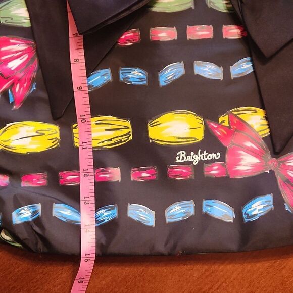 Brighton Art Chic Carryall Take A “Beau” Holiday Tote Bag, Black & Red Bows - Picture 4 of 8